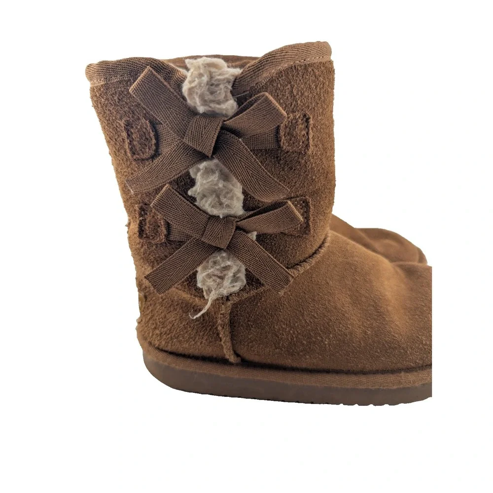 Koolaburra by UGG Girls Brown Bow Mid-Calf Winter Boots Fur Lined 13